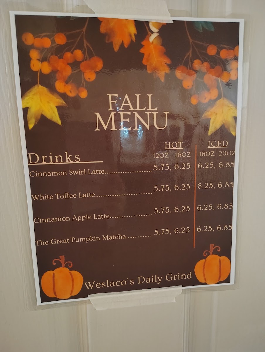 Menu Weslaco's Daily Grind | Coffee, Teas, Pastries-2